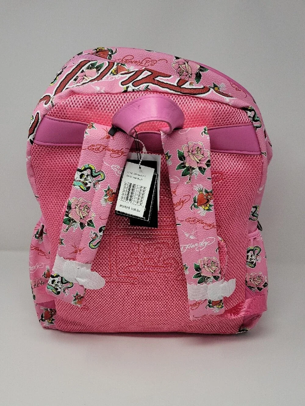 Ed Hardy Pink Heart Motif Kids Backpack